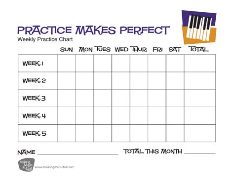 Printable Weekly Practice Chart